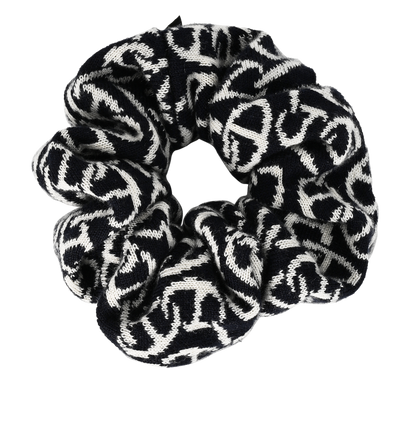 Hermes Claudia Hair Scrunchie, &pound;250, Accessories, Blue/White, Cashmere, Front view